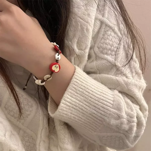 Women's Fashion Acrylic Jewelry Button Flower Apple Star Adjustable Bracelet